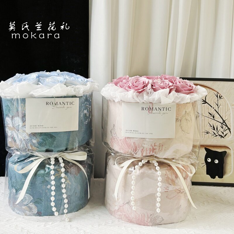 新中式半成品包装 母亲节创意手工花束礼物diy插花外壳小香风送人