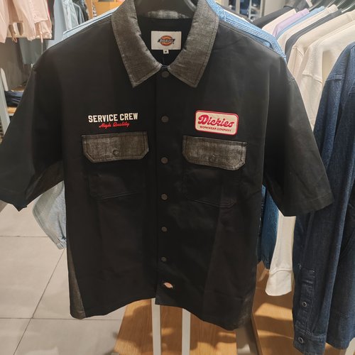 Dickies25年春季新款 牛仔拼接短袖衬衫 DK0A87U1