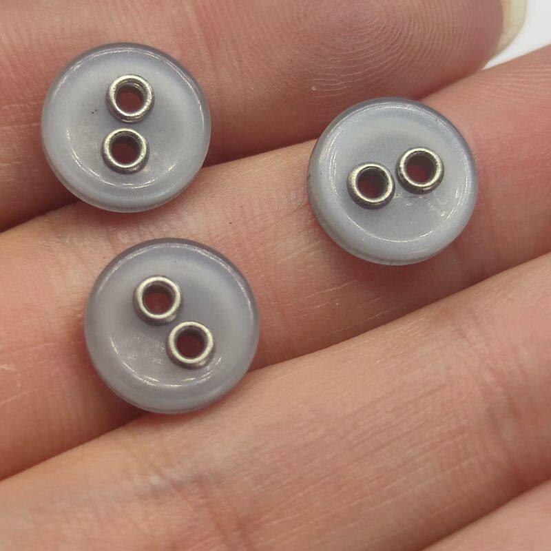 珠光气眼两眼两孔树脂纽扣子10mm11.5mm灰色黑色墨绿褐色小钮扣