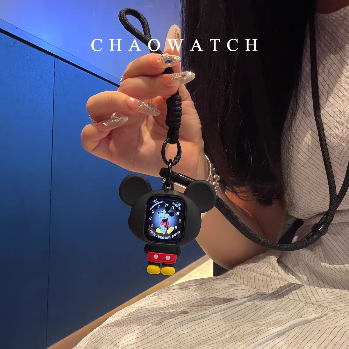 米妮老鼠挂绳式适用于苹果手表s11保护壳iwatchs987s10代se软套女