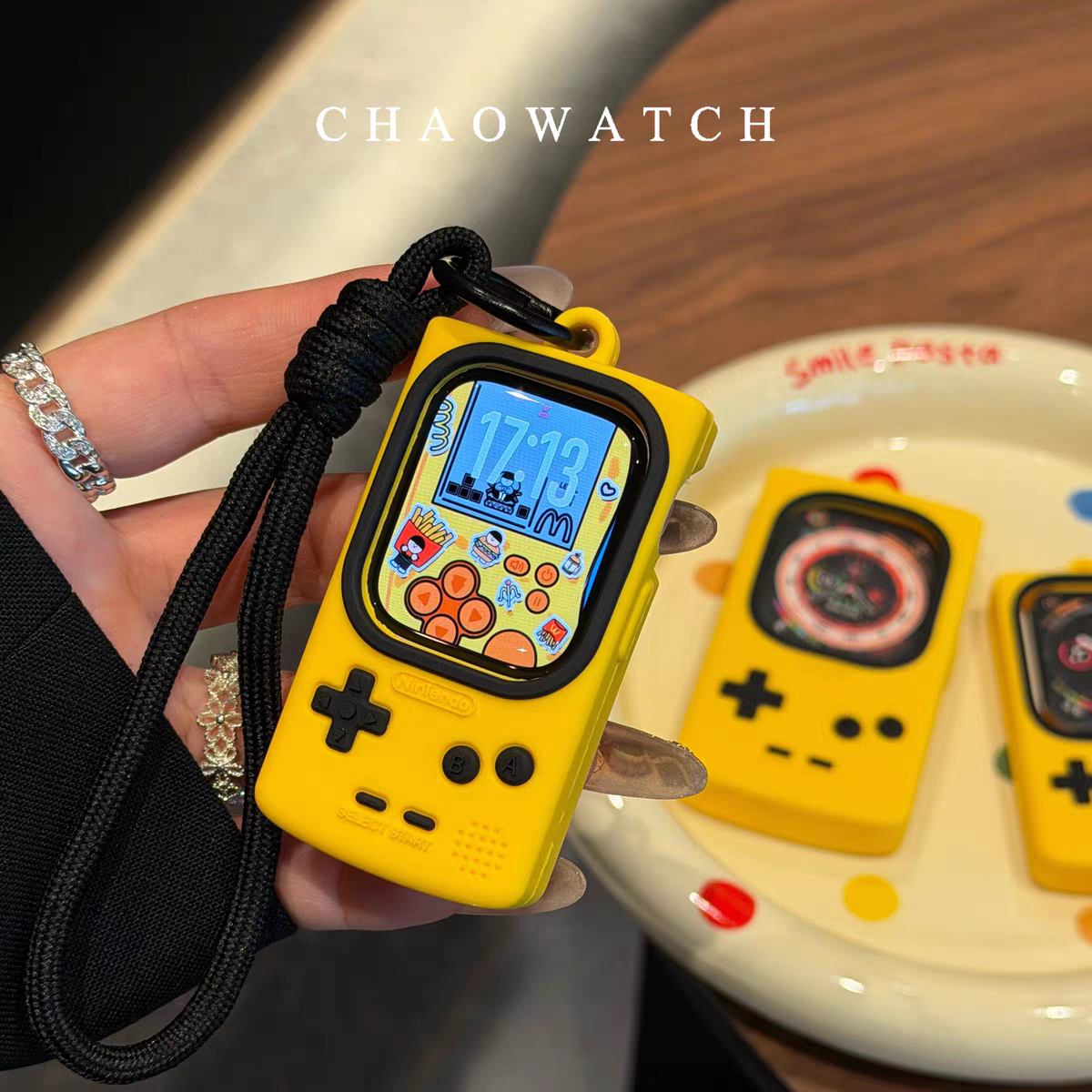 黄色游戏机挂绳式适用于苹果手表s11保护壳iwatchs987s10代se软套