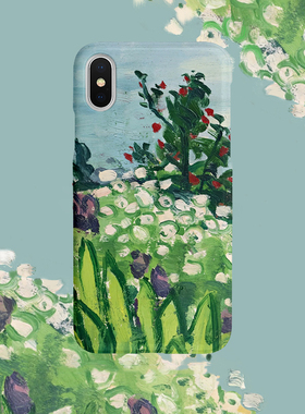 POKO原创躁动的春天油画手机壳适用于14pro50清新绿全包磨砂透明