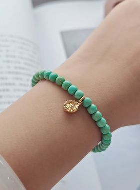 原矿高瓷绿松手串瓷度不错无任何优化佩戴养出来会是老油绿更好看