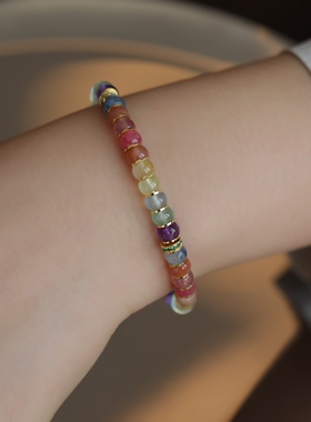 天然多宝水晶直切首先叠加佩戴各种水晶手链都能配上手很精致