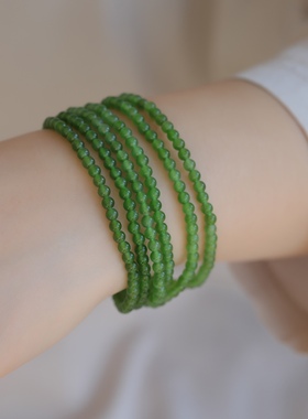精品一枚天然碧玉双层项链精美无杂裂超美的小绿条