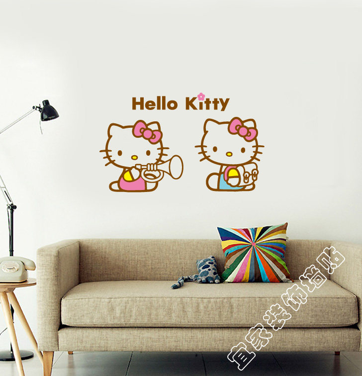 hellokitty凯蒂猫墙贴纸卧室床头客厅电视沙发背景墙壁装饰橱柜贴