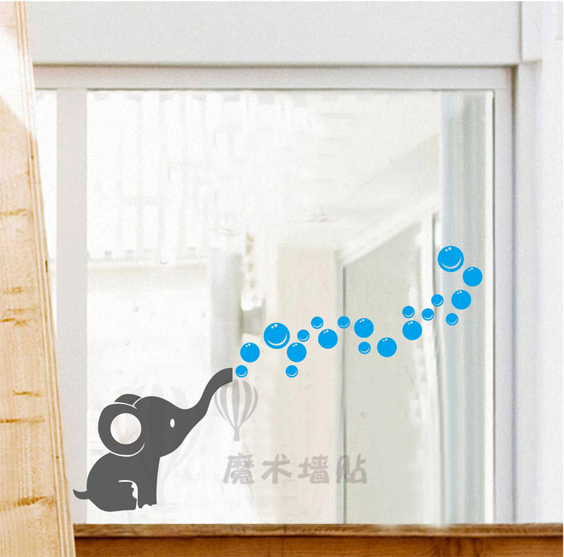墙贴卡通贴纸可爱儿童房装饰小象泡泡ins北欧风贴画童装店幼儿园图片