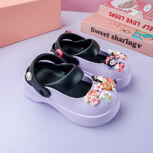 卡通库洛米拉布布男女童洞洞鞋 亲子外穿时尚 拖鞋 防滑增高包头鞋