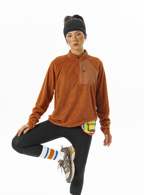 izexx户外    冬季户外半拉链抓绒衣内胆立领保暖双面摇粒绒卫衣