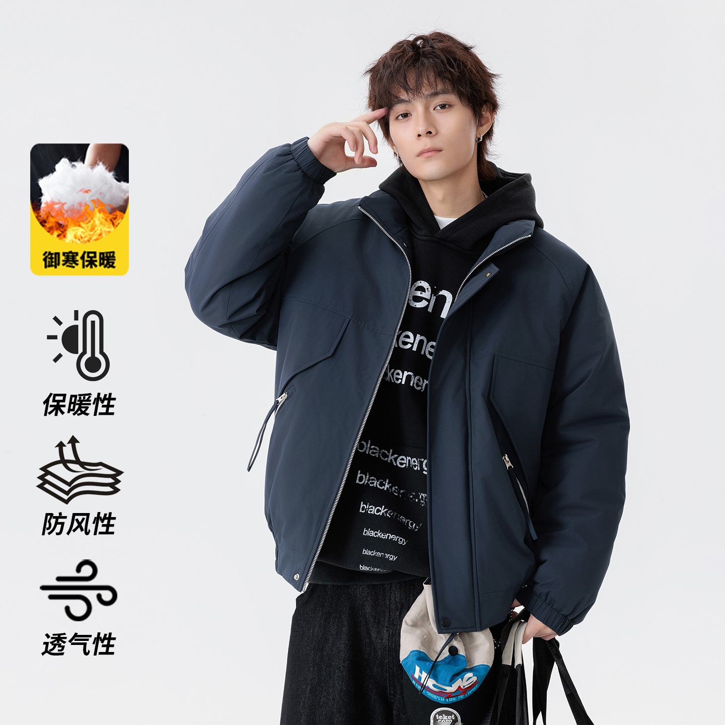 2025美式复古外套棉衣冬季加棉加厚潮牌防风时尚防寒保暖立领外套