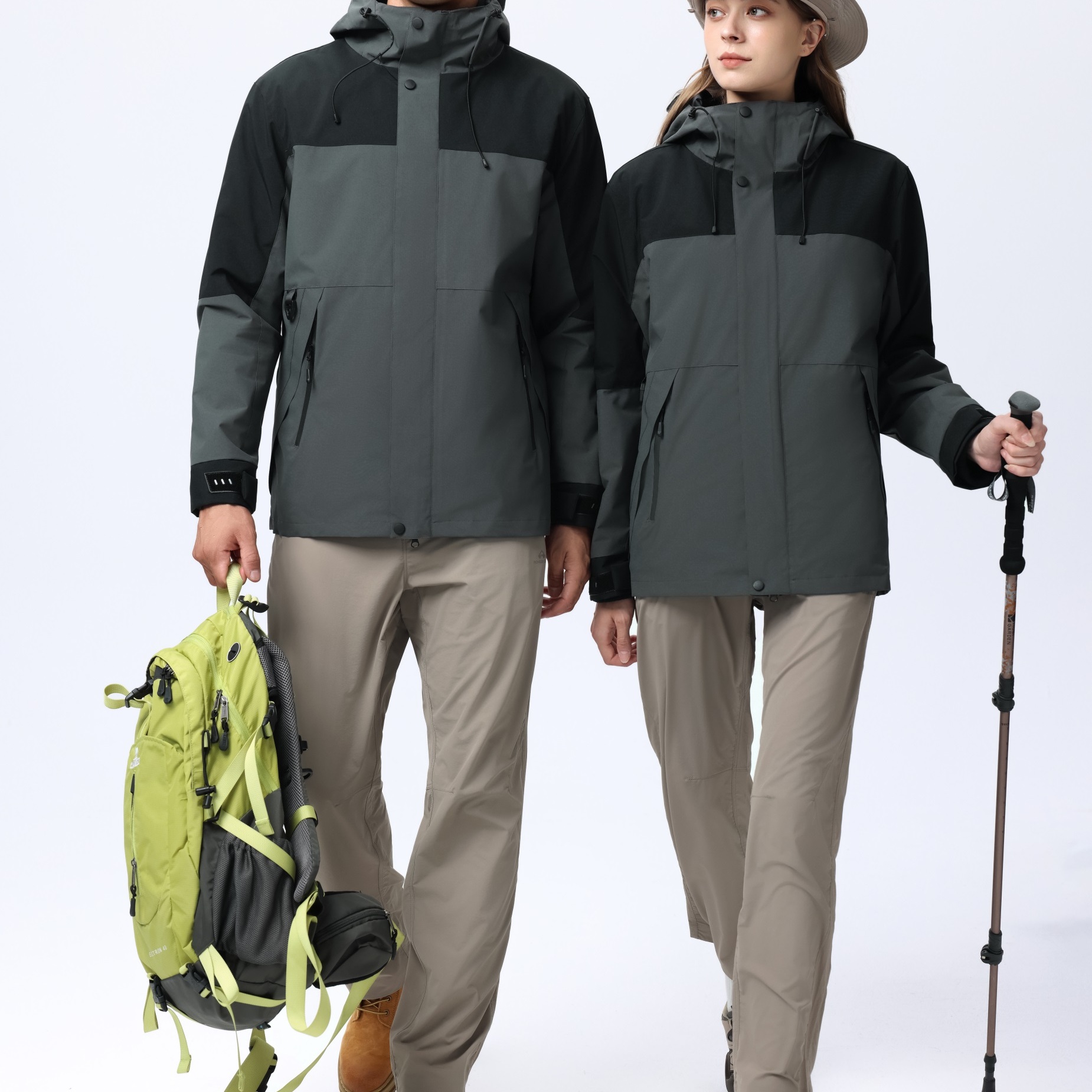 厂家直销】春秋冬季冲锋衣情侣款加绒加厚3合1可拆卸可脱卸帽情侣