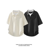 控 港风白底大码 夏季 2026 新款 T恤M 特P25 假两件短袖 HT26235