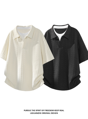 2026 夏季新款 港风白底大码假两件短袖T恤M-5X HT26235-特P25-控