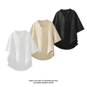 控 港风白底大码 夏季 2026 新款 特P20 V领肌理感短袖 HT26278