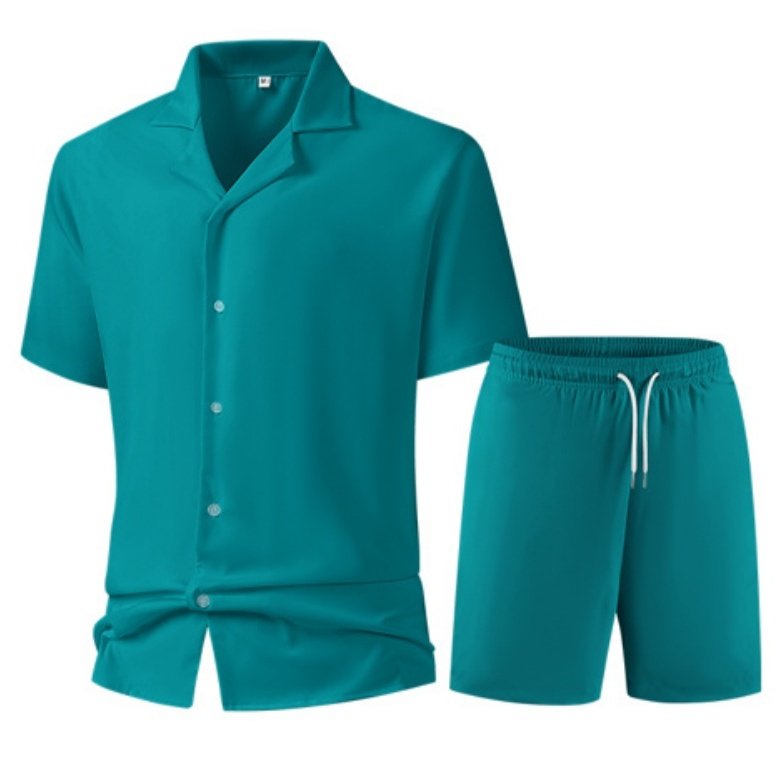 2026夏季短袖衬衫短裤透气休闲潮流两件套跨境亚马逊3D两件套男,男装,时尚套装,淘宝优惠券,粉丝福利购,淘宝优惠卷