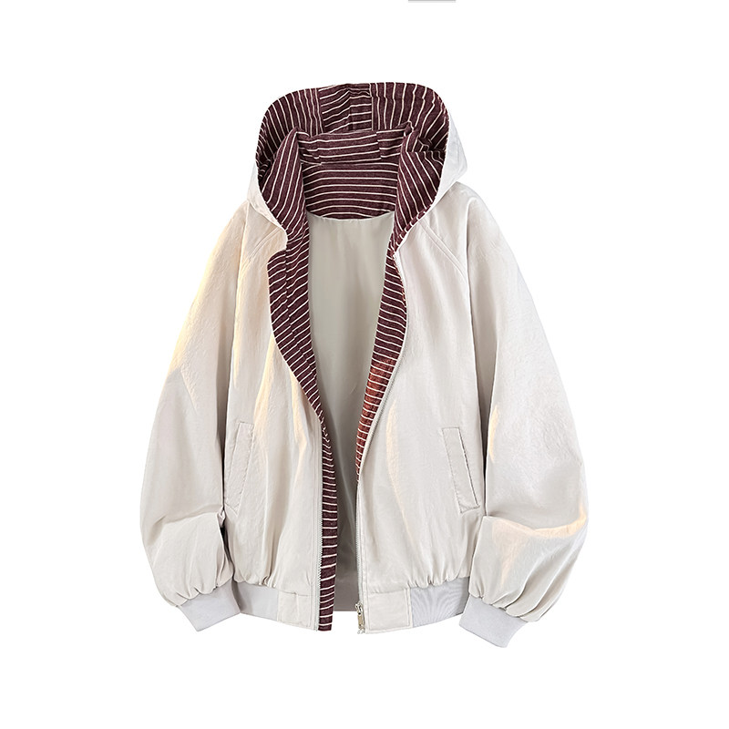 杰克传洋男装美式连帽条纹撞色夹克男女宽松拉链开衫潮牌新款外套,男装,夹克,淘宝优惠券,粉丝福利购,淘宝优惠卷