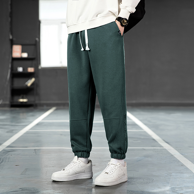 新款春秋宽松大码休闲裤束脚男式时尚卫裤男士钢印长裤9251