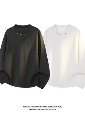 2026 春季新款 港风白底大码圆领长袖T恤M-5X HT26126-特P25-控价