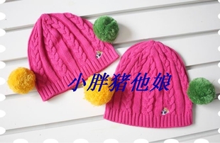 儿童棉线帽子韩版童帽女童秋冬套头帽女宝宝可爱球球帽子