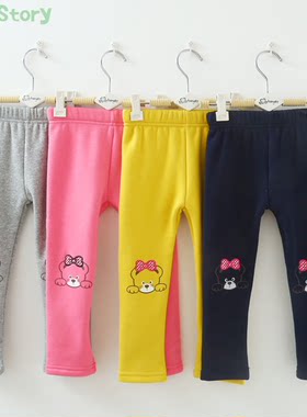 中小童秋冬女宝多色加绒打底裤