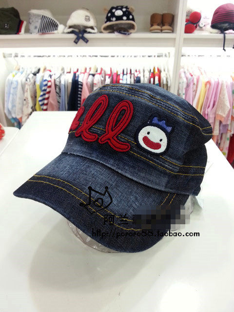 幼小童韩版阿路春秋童帽男童牛仔帽工装帽鸭舌帽宝宝蓝灰棒球帽子