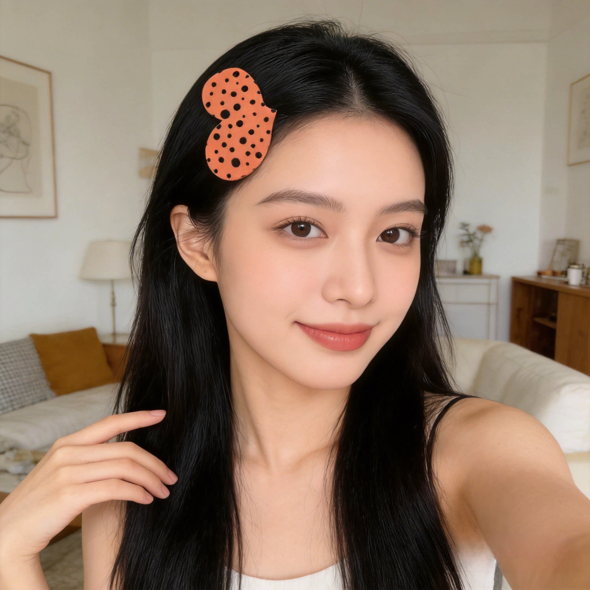 复古波点爱心发贴碎发散发整理神发饰