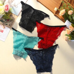 内裤女低腰隐形秘密一片式镂空性感欧美蕾丝冰丝网纱火辣成人潮款
