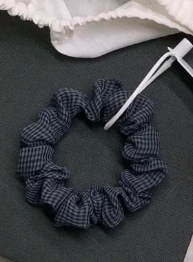 法式复古灰色格子大肠发圈2025年新款简约小肠发绳扎马尾发饰韩版