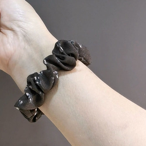 温柔深咖粉花复古小肠发圈