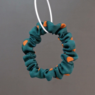 法式 墨绿色高弹力发绳日常通勤发饰 复古波点小肠发圈2025年新款