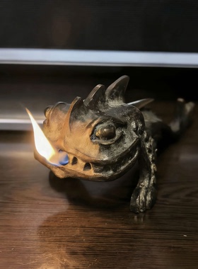 【古董喷火龙打火机】德国Erhard Soehne公司青铜龙打火机(少见)