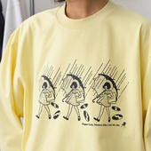 复古多色休闲 T恤宽松美式 Battles 休息室唱片重磅纯棉长袖