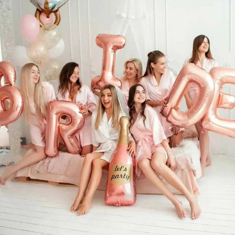 32寸Bride字母气球姐妹闺蜜团婚前眼镜肩带头饰单身派对拍照道具