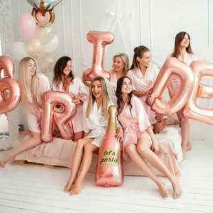 32寸Bride字母气球姐妹闺蜜团婚前眼镜肩带头饰单身派对拍照道具