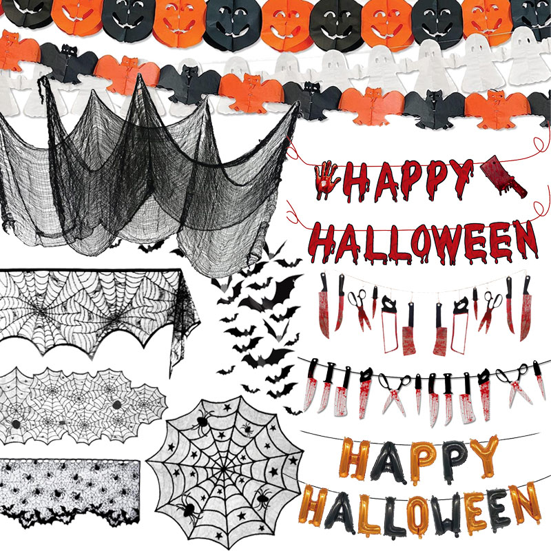 万圣节蕾丝网纱壁炉围巾火炉巾