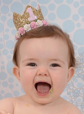 0-3岁宝宝生日派对帽子 宝宝满月照 拍摄道具 皇冠birthday hat