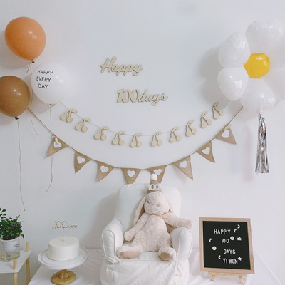 宝宝生日周岁装饰森系字母背景墙