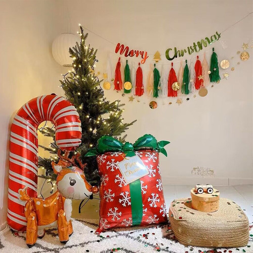 圣诞节字母拉旗背景墙流苏装饰