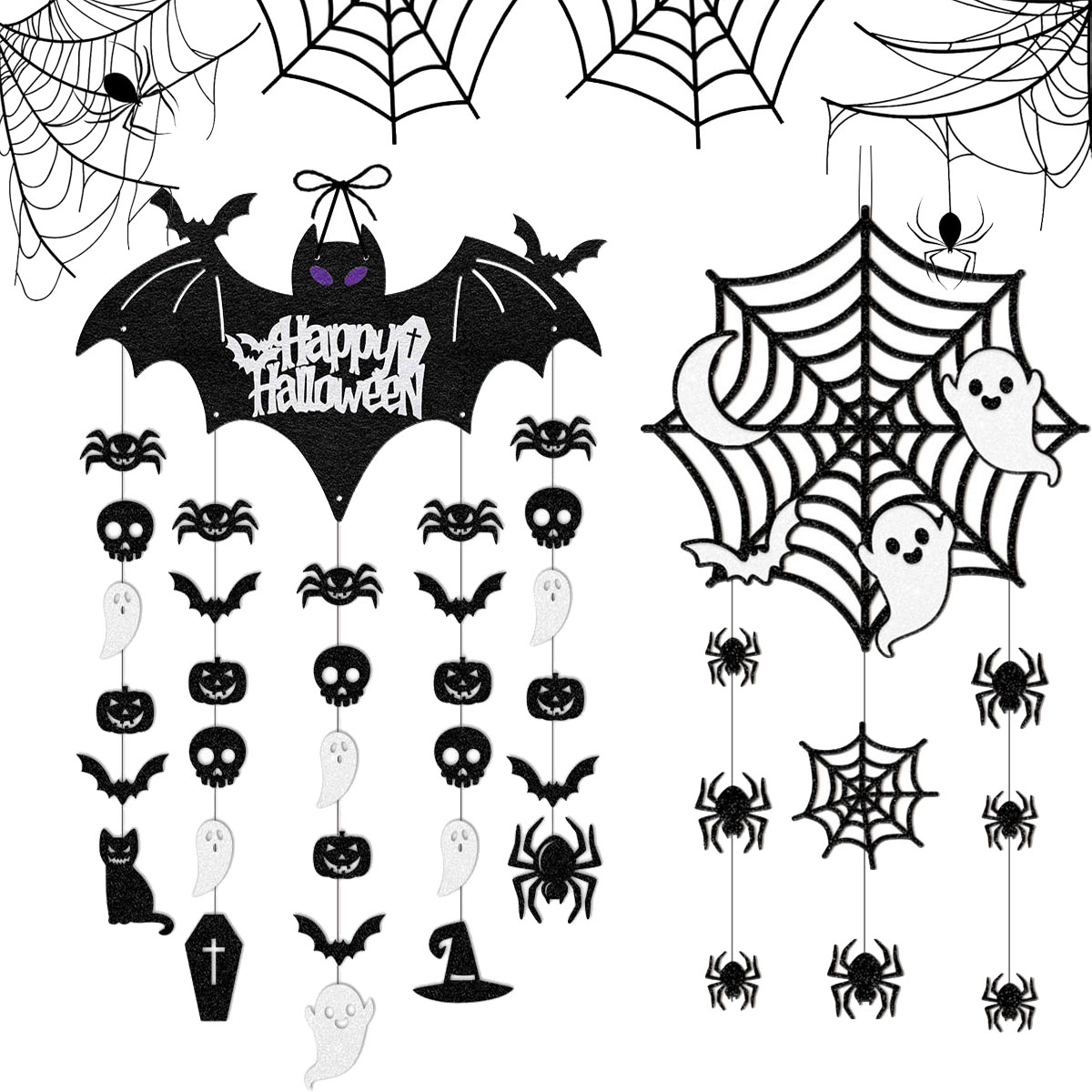 恐怖氛围蝙蝠蜘蛛门挂门帘道具