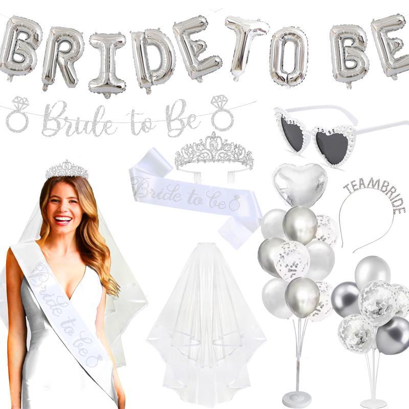 Bridetobe肩绥带发箍皇冠拉旗