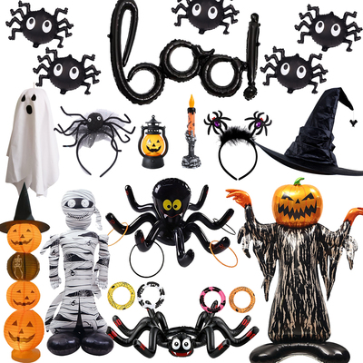 boo幽灵气球蜘蛛网骷髅游戏装饰
