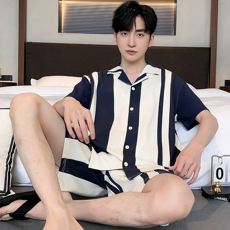 纯棉睡衣男款夏季休闲短袖短裤夏天薄款大码可外穿韩版家居服套装
