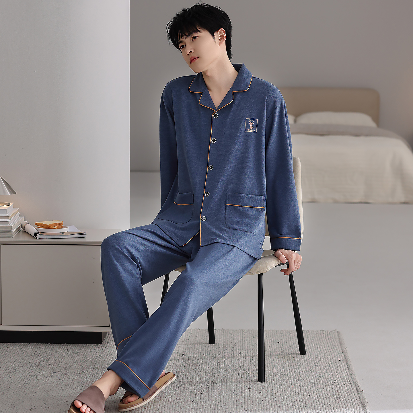 男士德绒睡衣秋冬季加厚保暖长袖