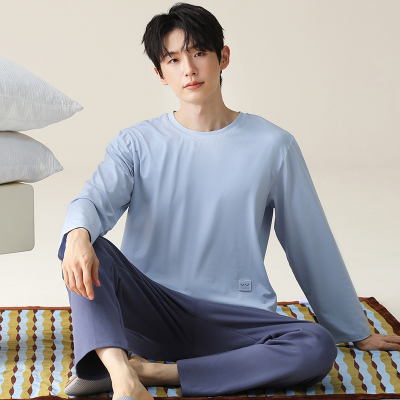 睡衣男款长袖莫代尔春秋季大码中年爸爸夏天薄款家居服套装可外穿