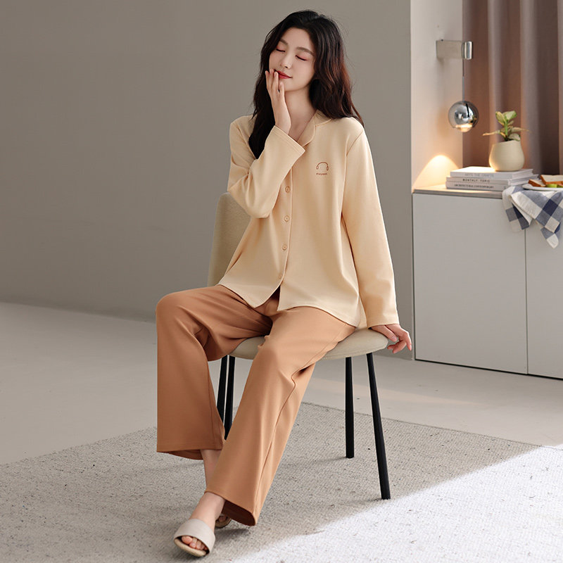 睡衣女款春秋季秋款秋天纯棉长袖家居服女士夏薄款大码套装百搭女