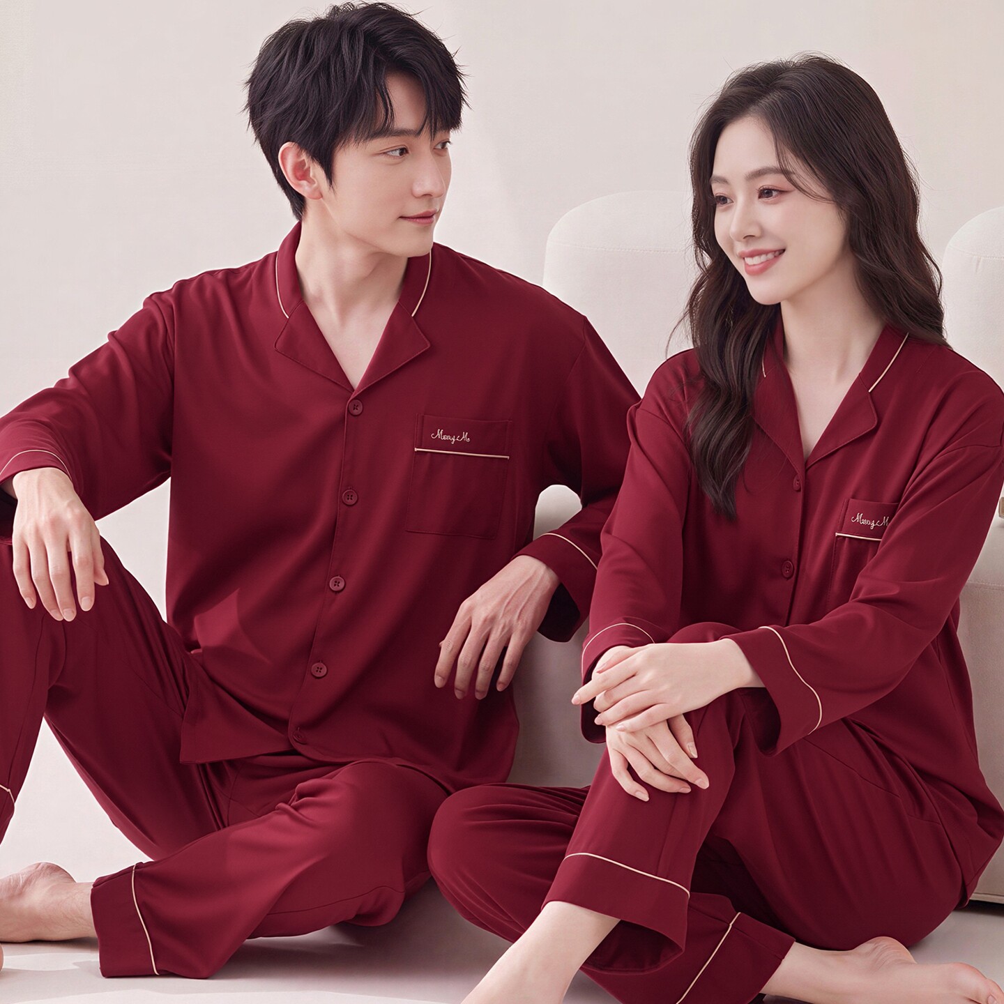 本命年新婚纯棉开衫睡衣套装大码