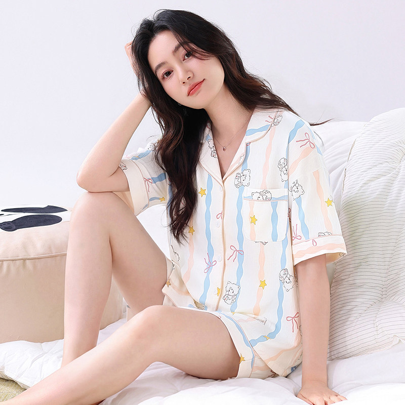 云朵棉透气显瘦夏季女睡衣套装
