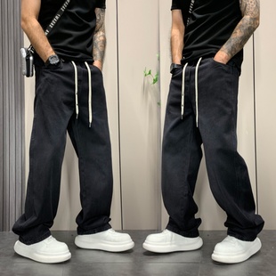 美式 宽松直筒老爹裤 痞帅水洗做旧设计感牛仔裤 新款 子 男士 2025秋季