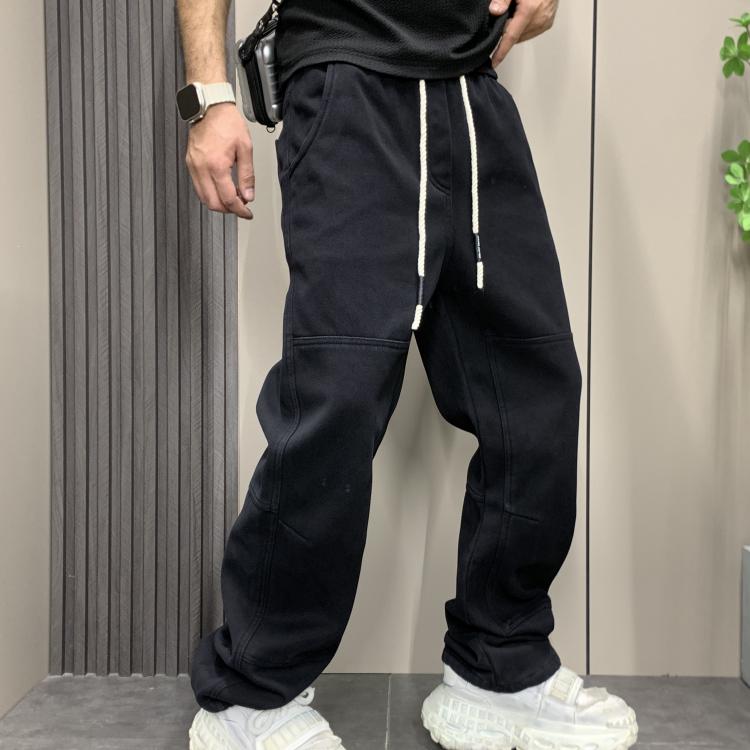 休闲长裤子秋冬牛仔裤男款加绒加厚冬季男士美式复古工装直筒宽松