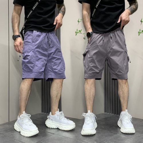 2026新款美式复古休闲裤男宽松直筒短裤夏季冰丝速干五分裤潮流